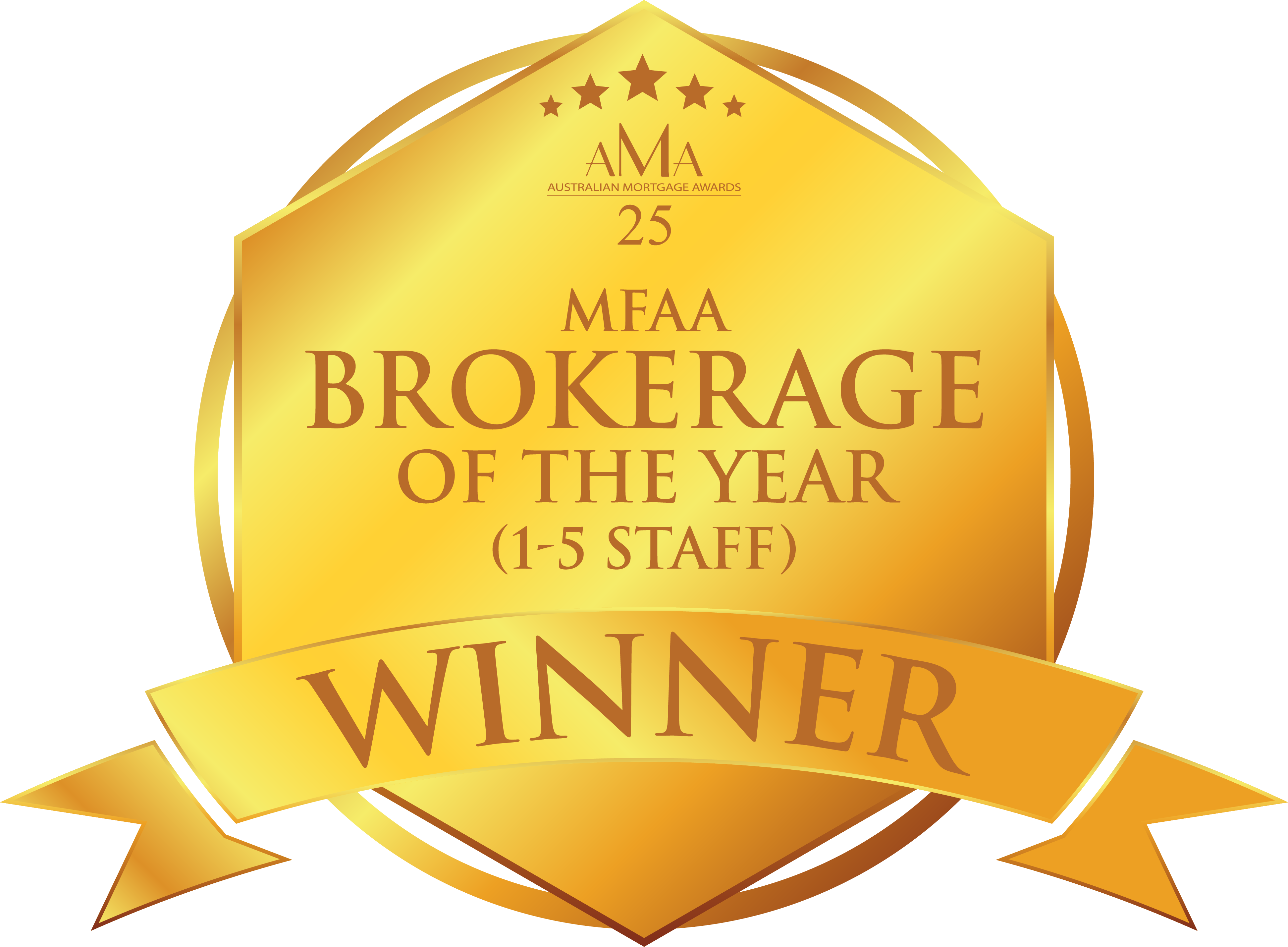 Australian Mortgage Awards 2025 Winner, MFAA Brokerage of the Year, 1 to 5 staff